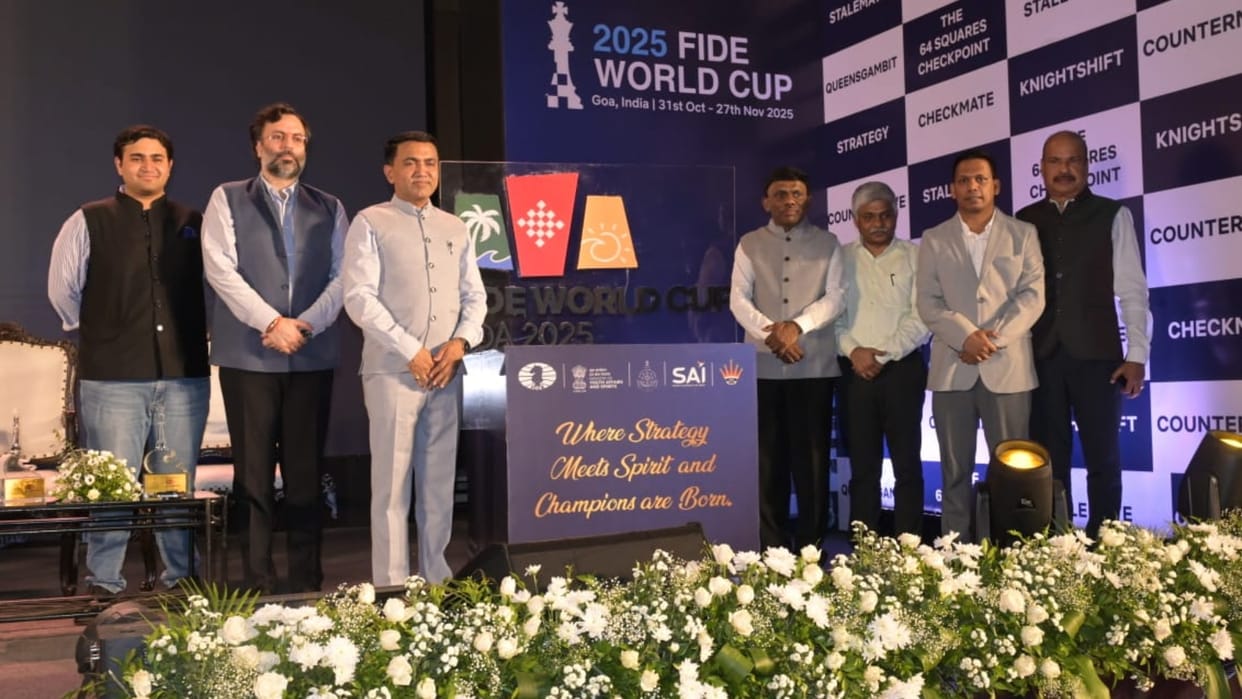 Goa Chief Minister Pramod Sawant launched the logo and anthem for the 2025 FIDE World Cup Chess Championship