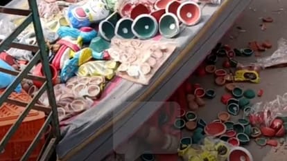 girl selling diyas on divider in Abohar hit by tractor