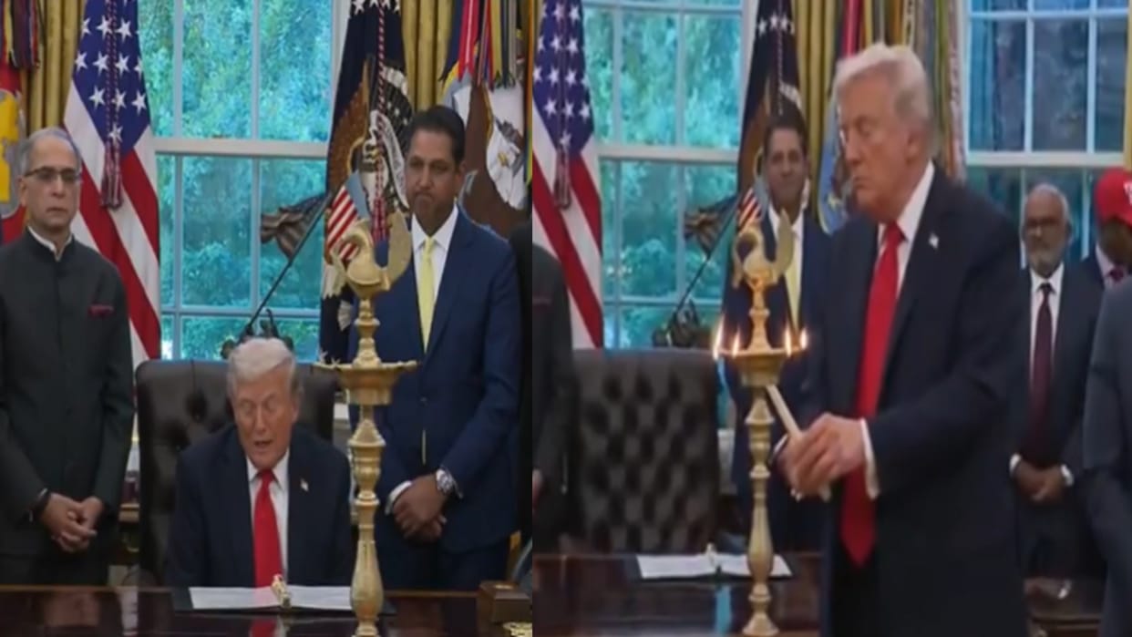 US President Donald Trump celebrated Diwali by lighting lamps at White House