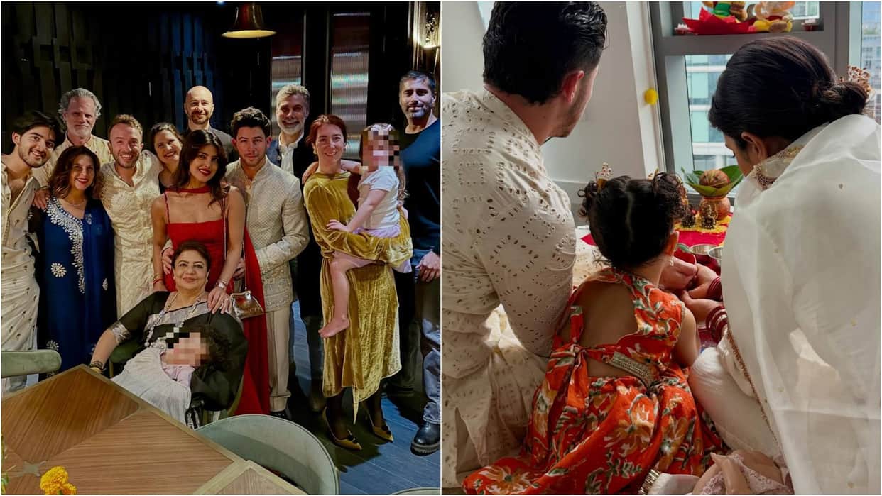 priyanka chopra shares Diwali celebration Photos Performs Lakshmi Pooja with Husband Nick Jonas Daughter Malti