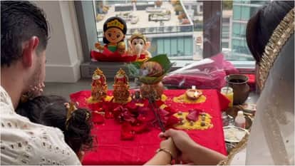 priyanka chopra shares Diwali celebration Photos Performs Lakshmi Pooja with Husband Nick Jonas Daughter Malti