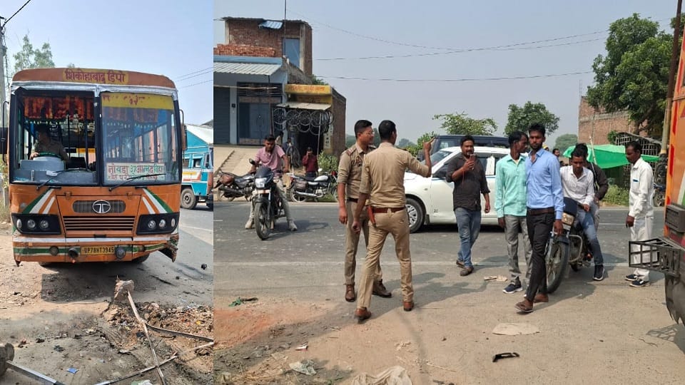 uncontrolled roadways bus ran over several people in Jasrana in Firozabad, one killed