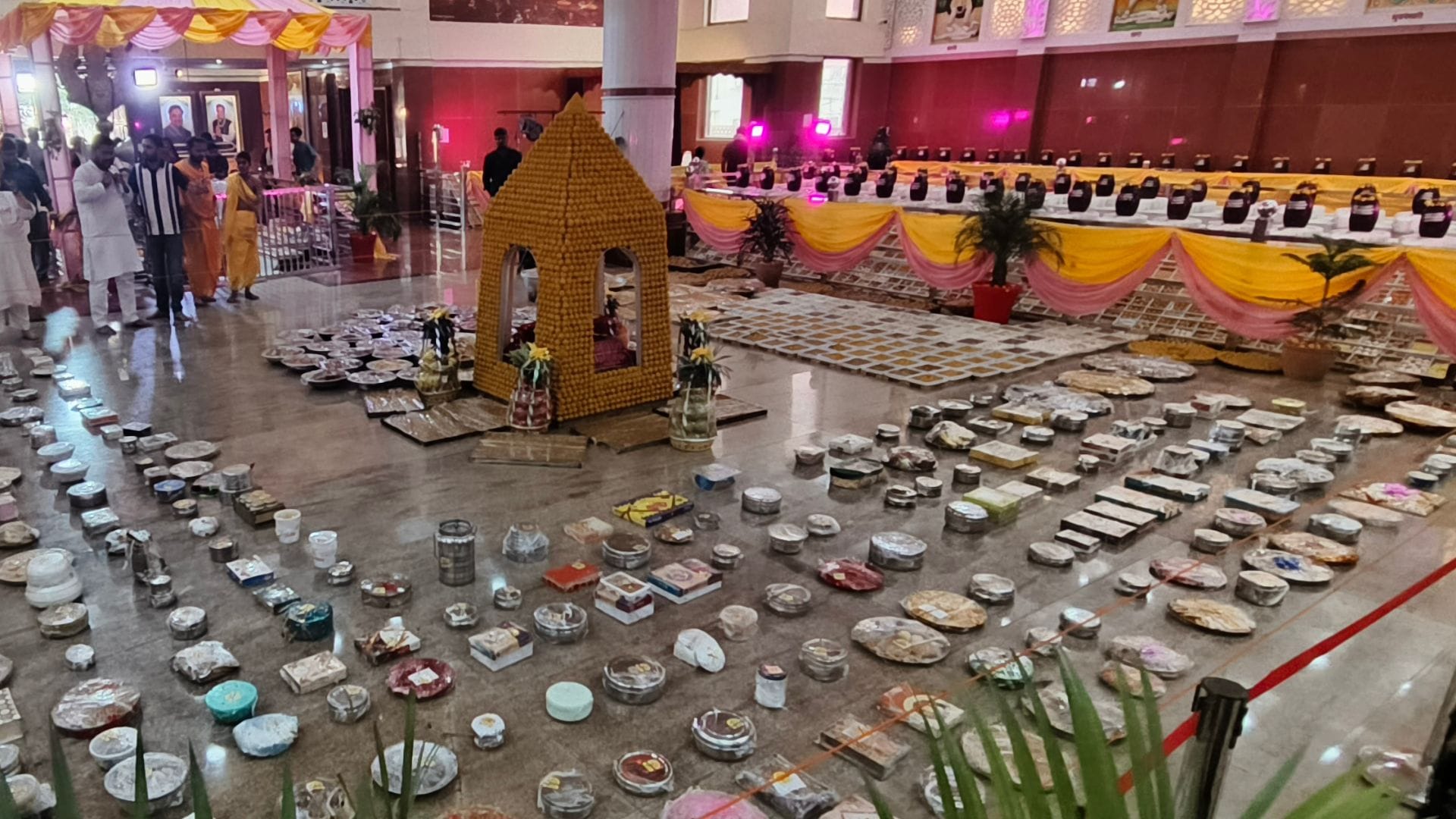 tableau of Goddess Annapurna adorned with 511 quintals of grain 56 offerings offered worship in temples