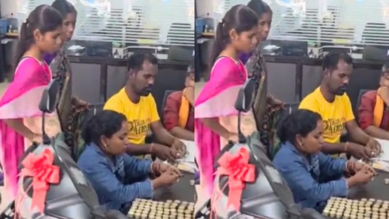 Farmer arrives at showroom with full of coins to buy his daughter a scooter staff take 3 hours to count them
