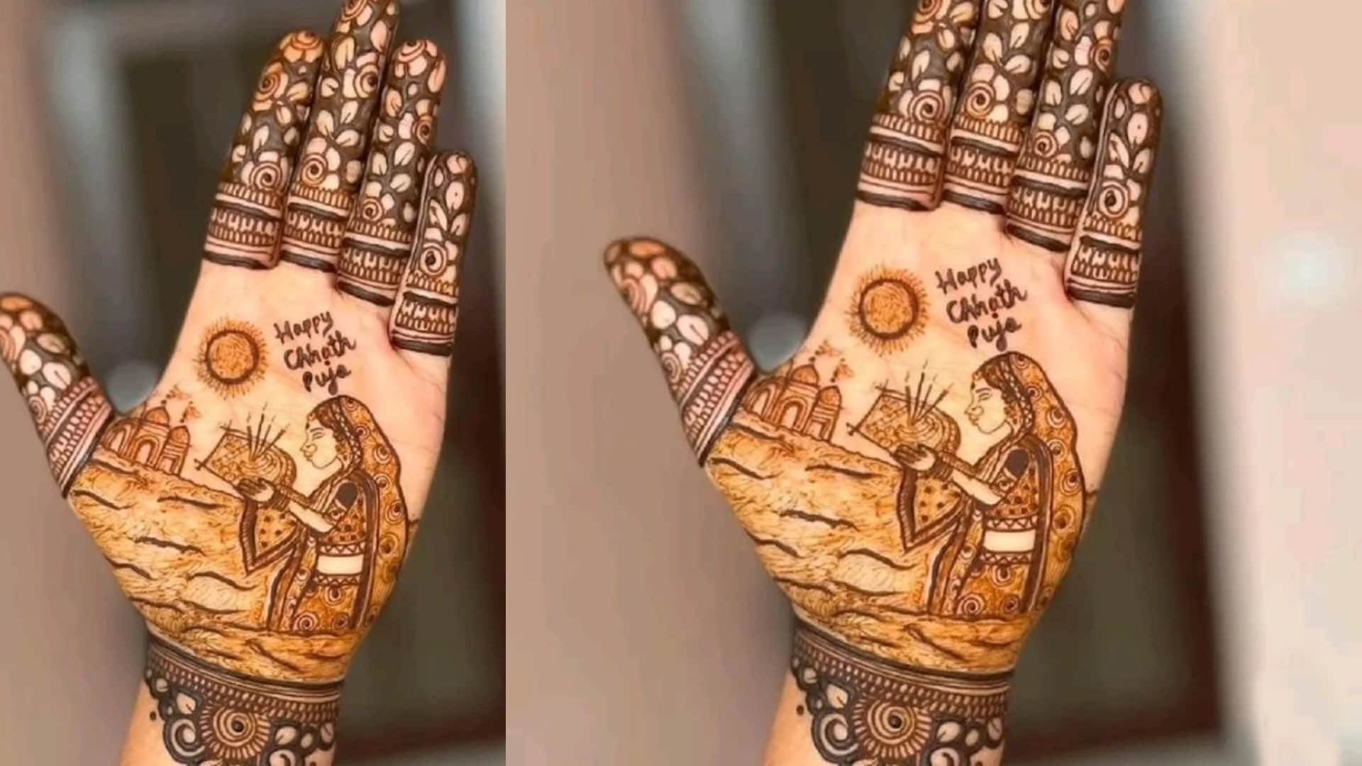 Chhath Puja 2025 mehndi design full hand with image