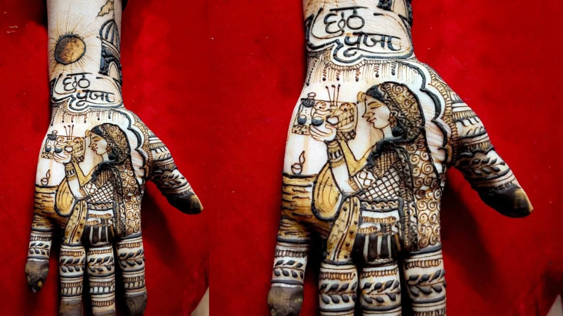 Chhath Puja 2025 mehndi design full hand with image