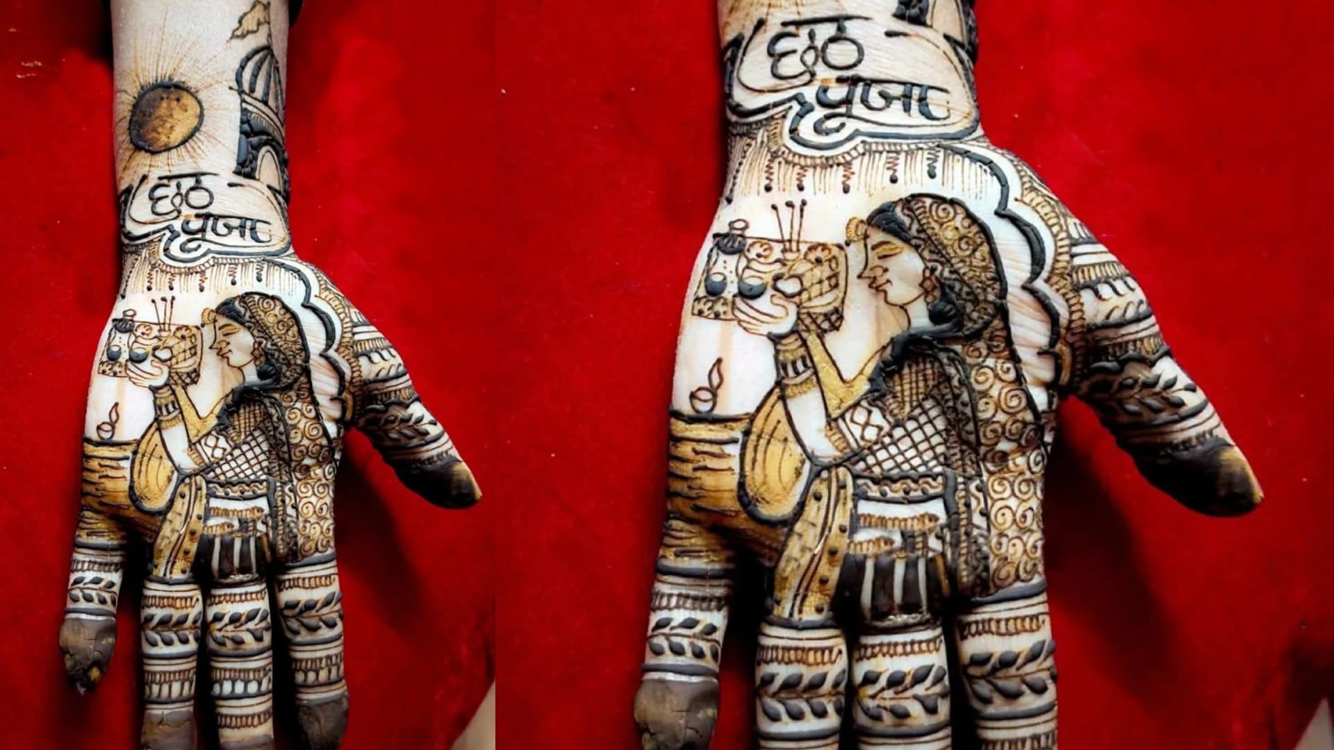Chhath Puja 2025 mehndi design full hand with image