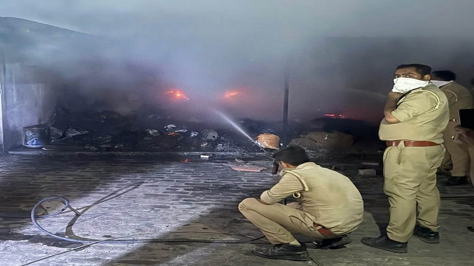 Fire breaks out in lock factory junkyard