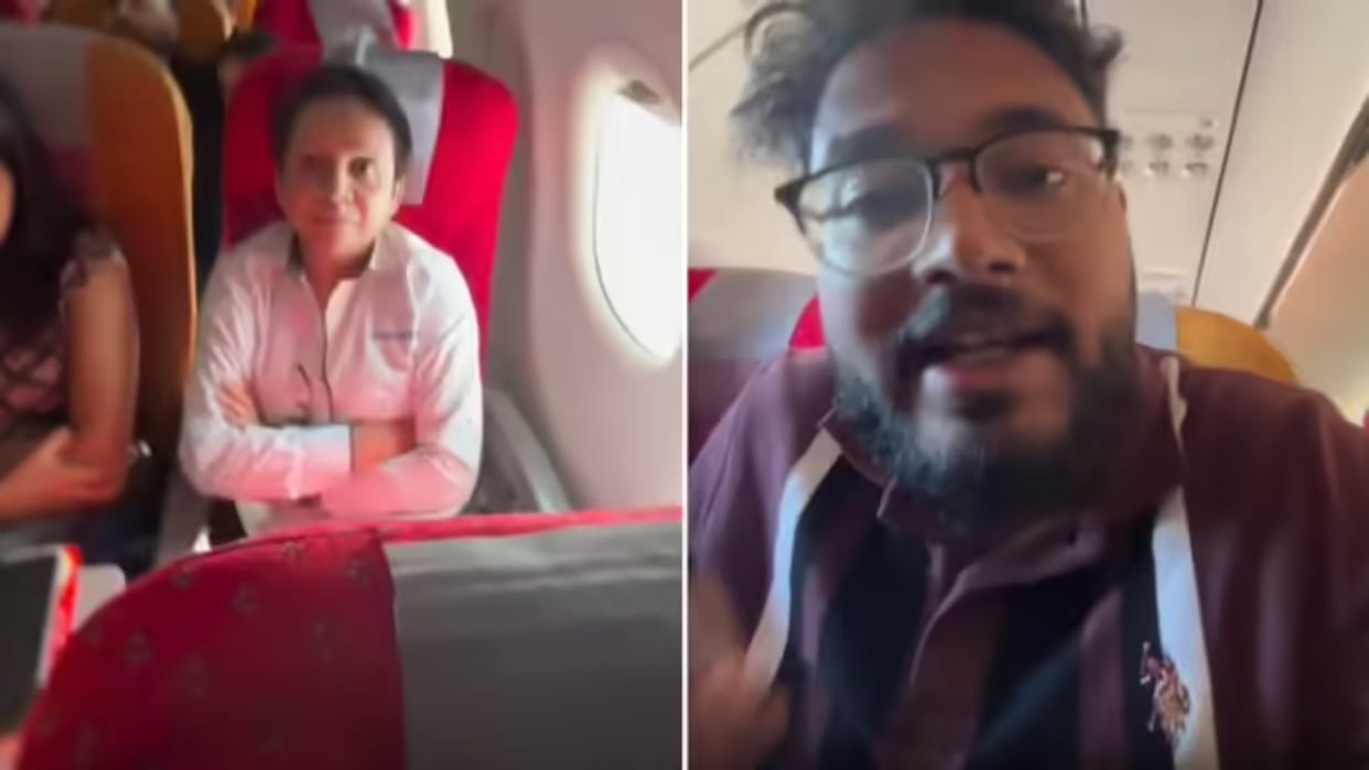 Woman gets angry at Air India flight for not speaking Marathi Video goes Viral on Internet