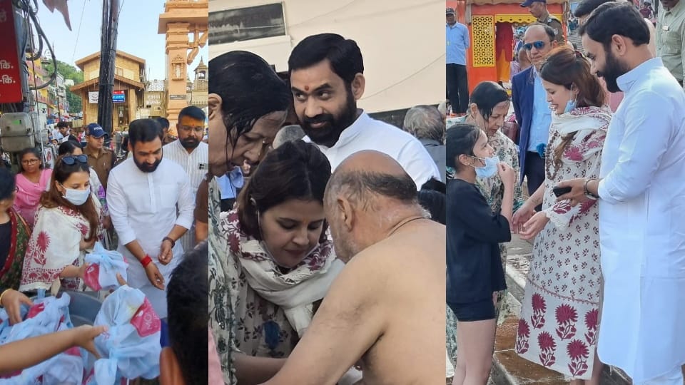 Haridwar: Mahendra Singh Dhoni wife Sakshi reached Har Ki Pauri, took a bath in the Ganga before Chhath Puja