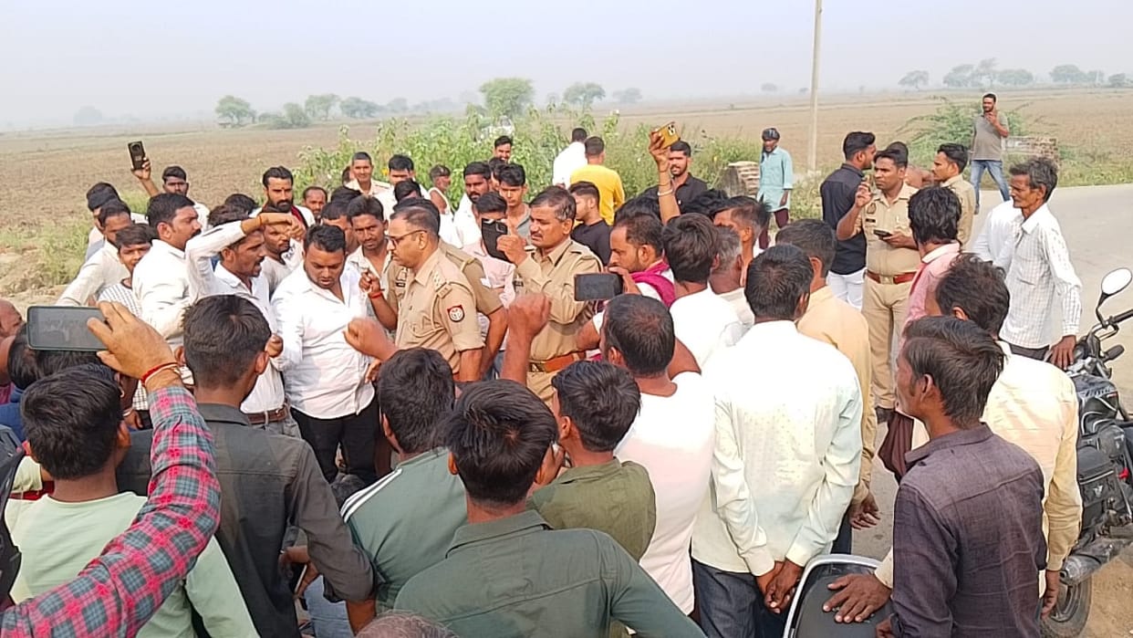 Orai Two deaths occurred two days ago At same blind turn two young men fell into canal people blocked  highway