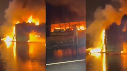 कुरनूल बस हादसा: आग में जिंदा जले 20 यात्री, दरवाजा जाम होने के चलते नहीं निकल पाए लोग; दहलाने वाली तस्वीरें Private bus catches fire in Andhra's Kurnool several killed Andhra pradesh