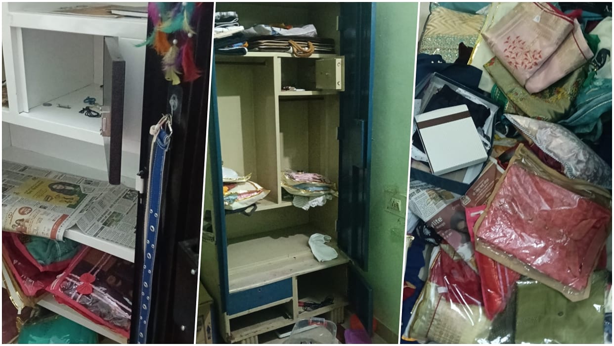 thieves broke into the house and fled with gold and silver jewellery and cash