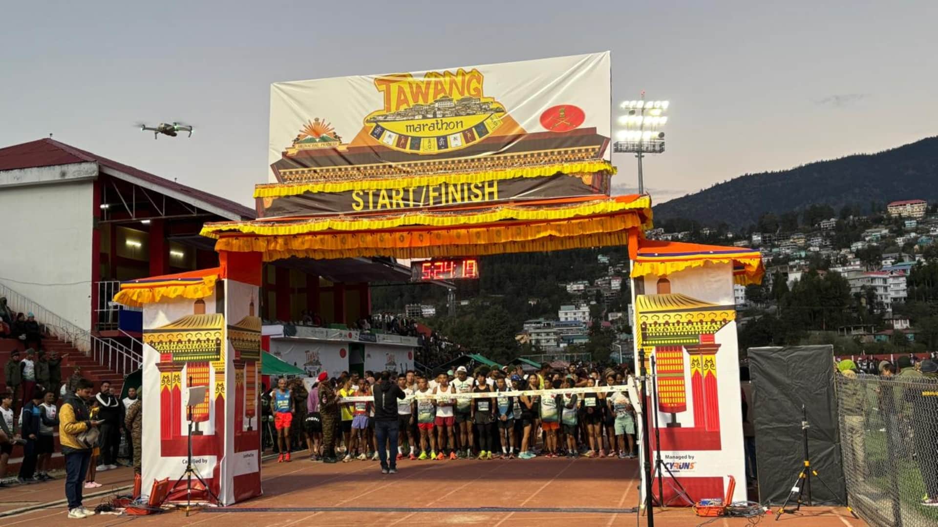 Tawang International Marathon 2025 Runners participate in 10500 feet Lieutenant General Gambhir Singh present