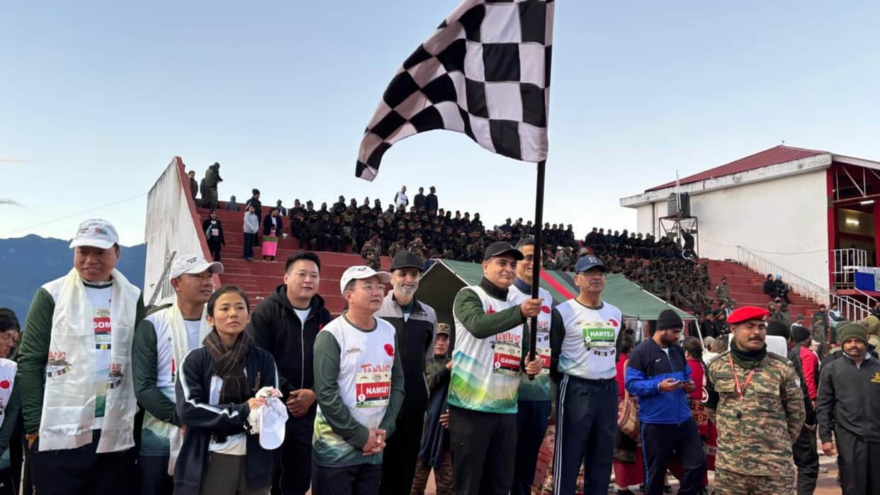 Tawang International Marathon 2025 Runners participate in 10500 feet Lieutenant General Gambhir Singh present
