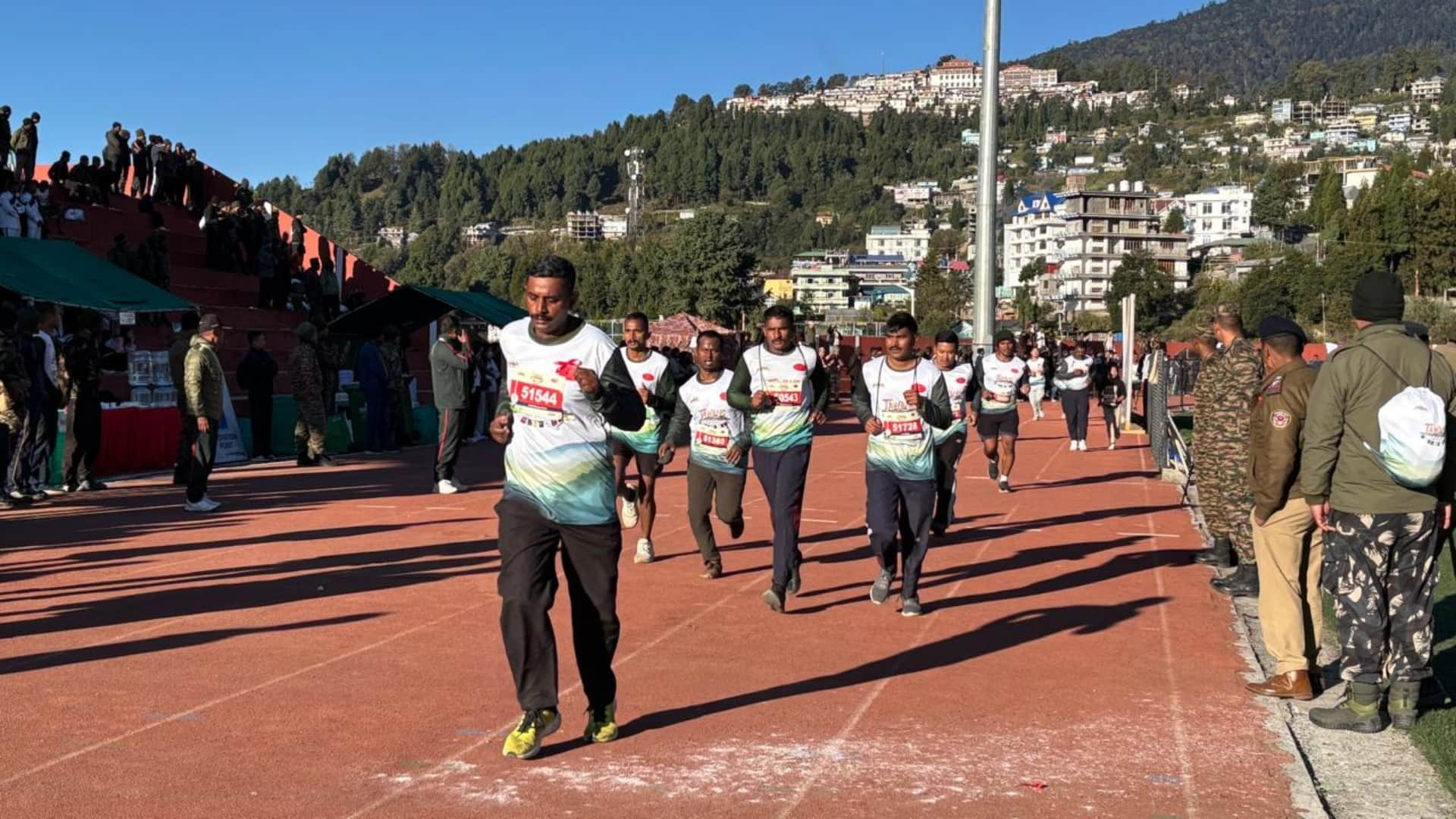 Tawang International Marathon 2025 Runners participate in 10500 feet Lieutenant General Gambhir Singh present
