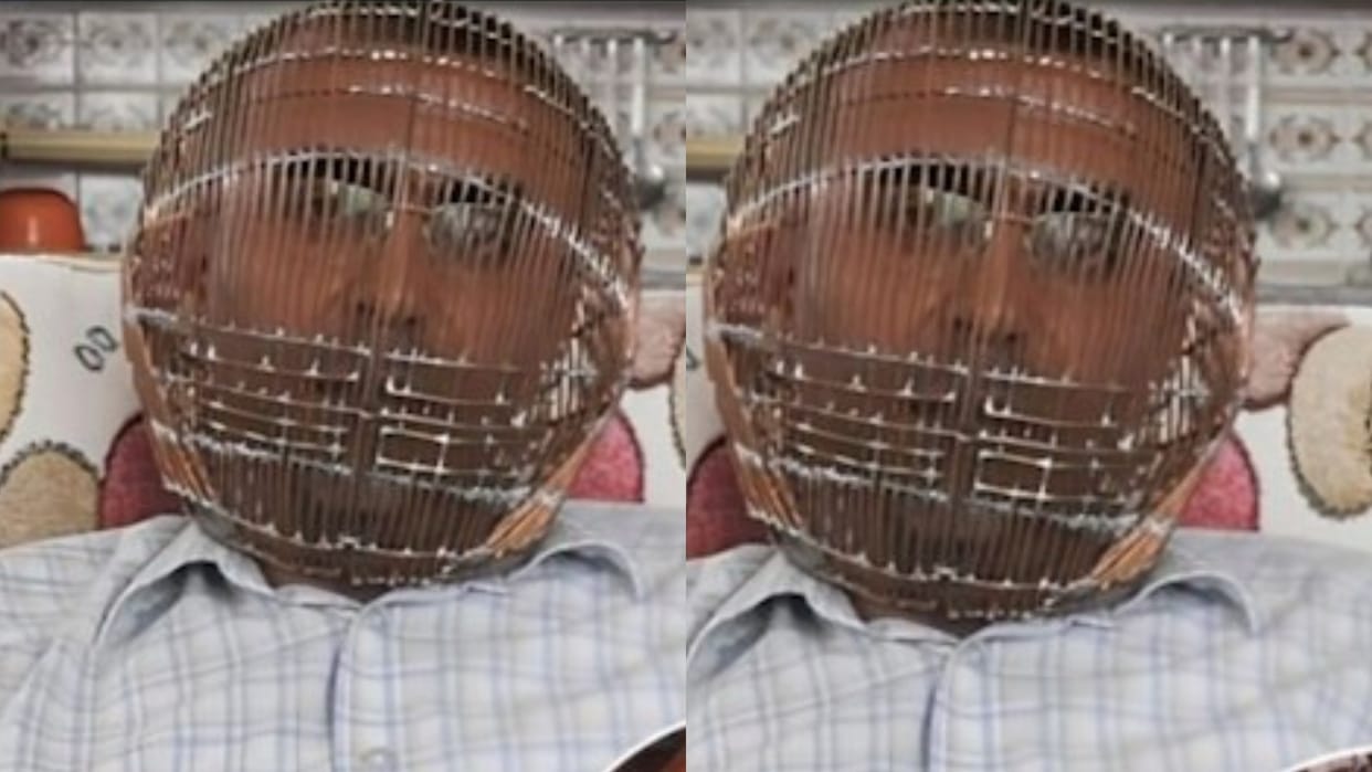 To quit smoking a man tied a cage around his mouth and handed over the keys to his wife and daughter