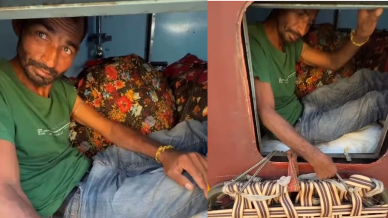 Indian Train Viral Video man turns train toilet into bedroom viral video stuns social Media