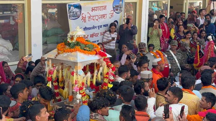 Panchmukhi Doli of Lord Kedarnath installed at Omkareshwar Temple winter seat Uttarakhand news