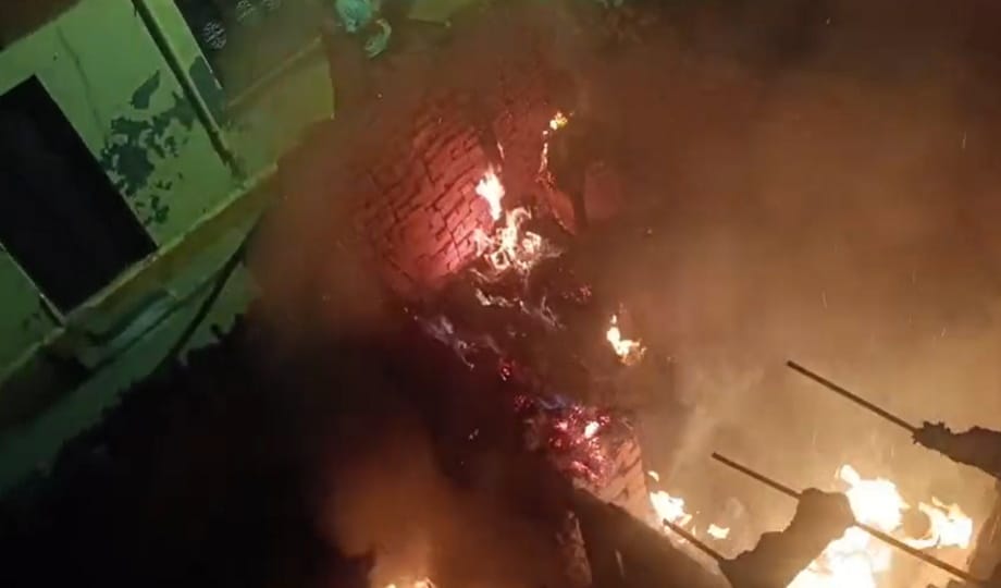 Cylinder explodes during house fire, household items burnt to ashes