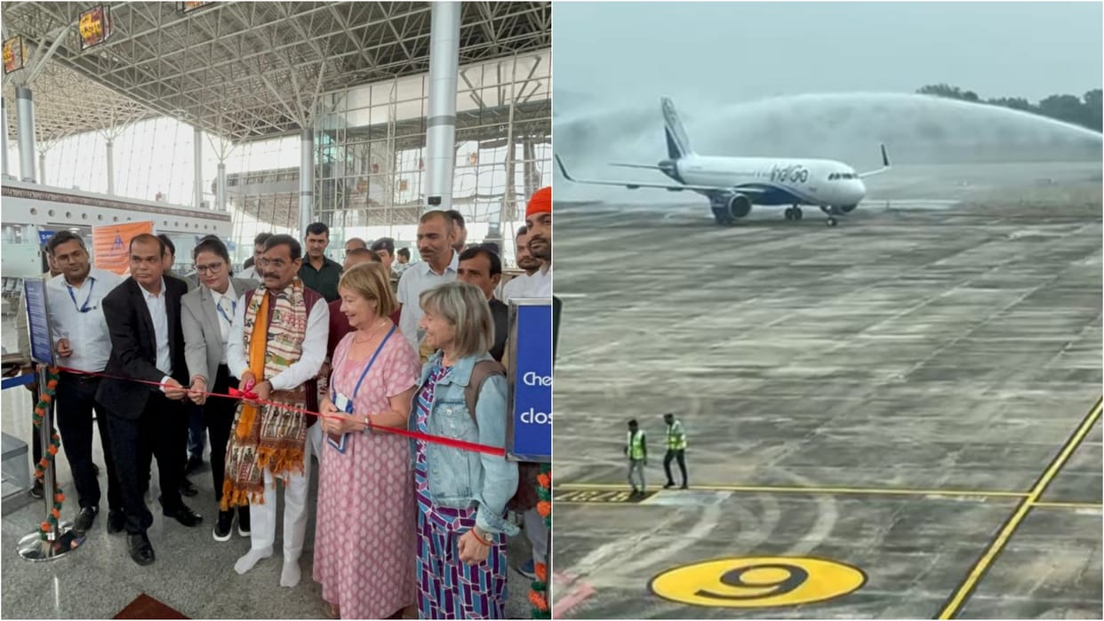 Chhatarpur News: Tourist City Khajuraho Reconnects by Air, MP VD Sharma Flags Off New Indigo Flight Service