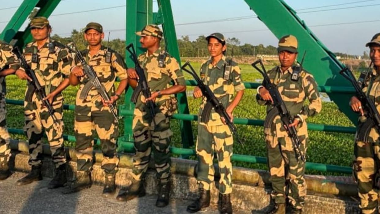 Female BSF personnel on duty at India-Bangladesh Dhubri border