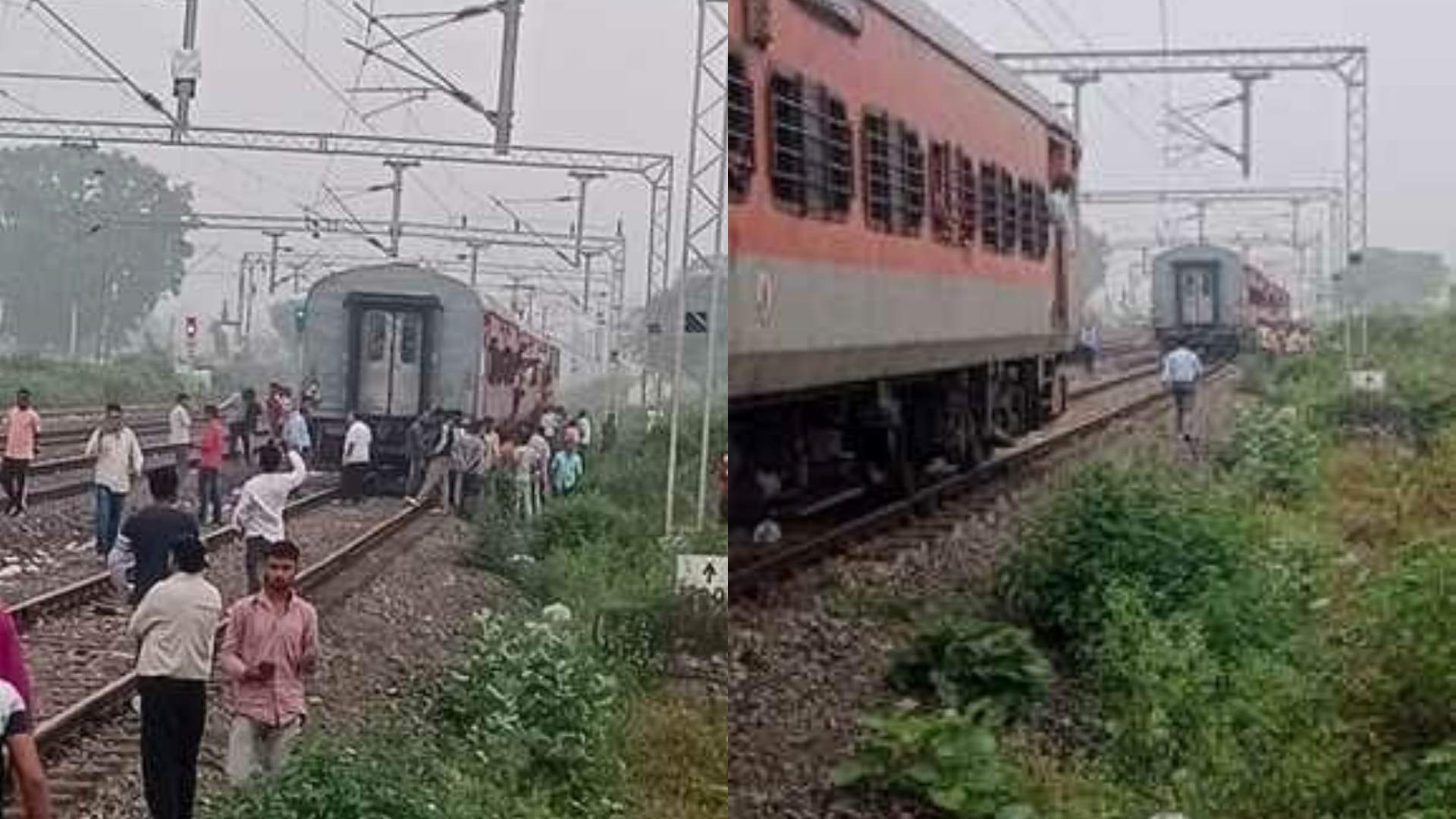 घटना के बाद दो भागों में बंटी ट्रेन।