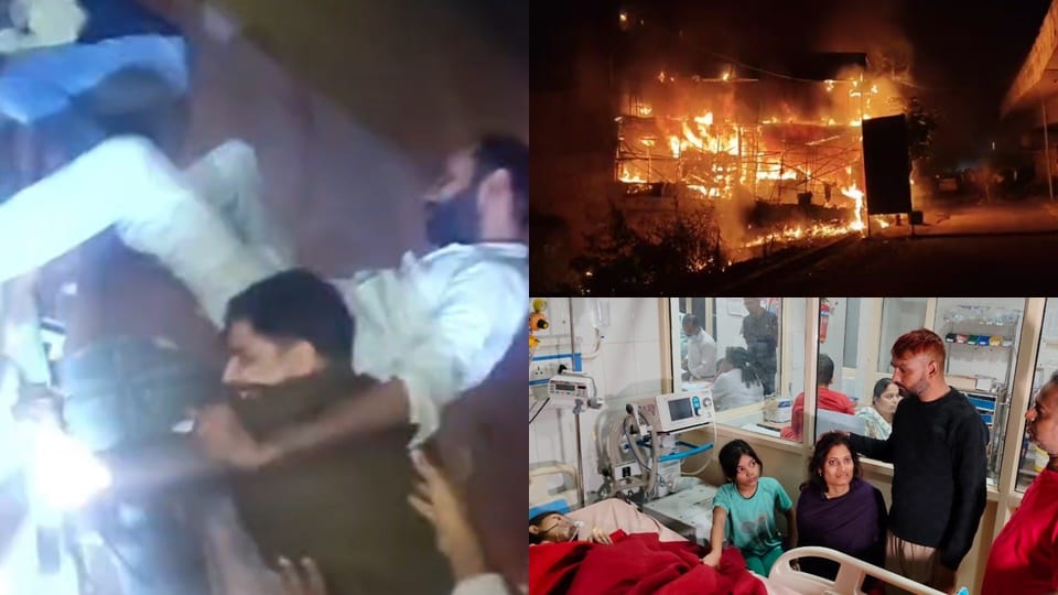 massive fire broke out in restaurant in Moradabad All three floors engulfed in flames spread to street
