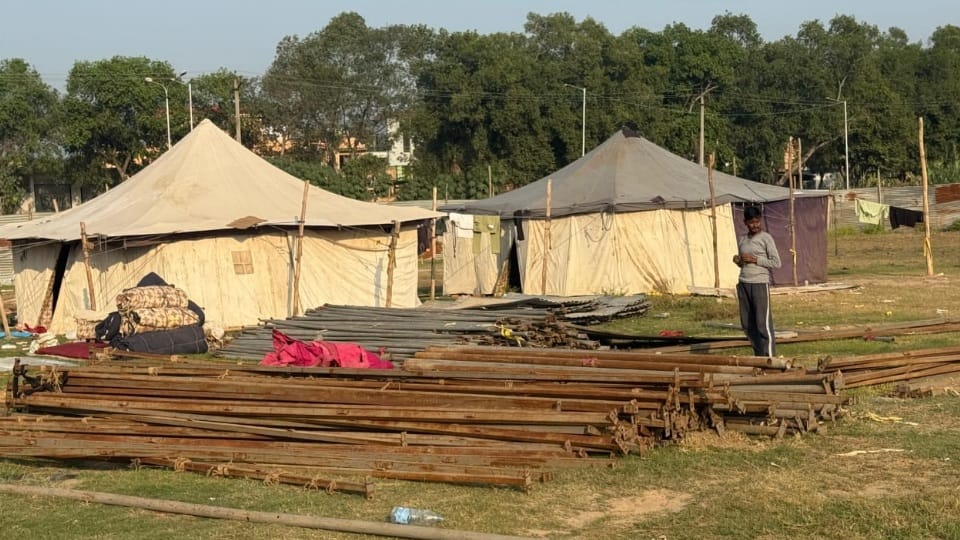 Work on tent city begins in Anandpur Sahib for 350th Martyrdom Day of Guru Tegh Bahadur