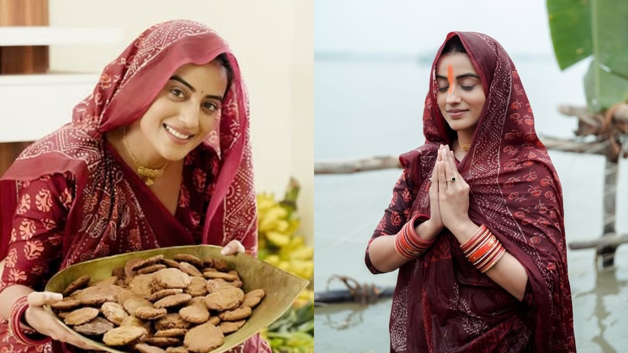 Bhojpuri Actress Akshara Singh And Srishti Pathak Celebrate Chhath Festival