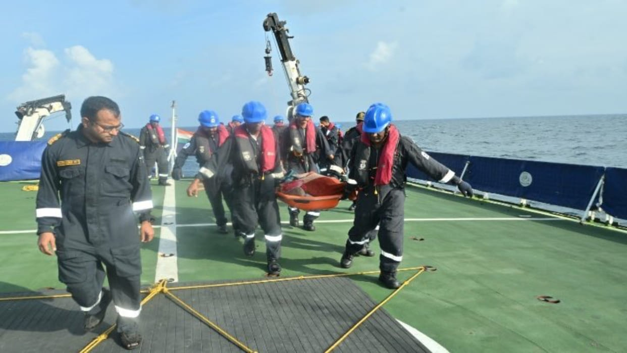 Indian Coast Guard conducts rescue operation of critical Iranian fisherman in Arabian Sea