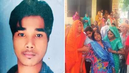 प्रकाश कुमार गौड़ की फाइल फोटो और बिलखती मां।