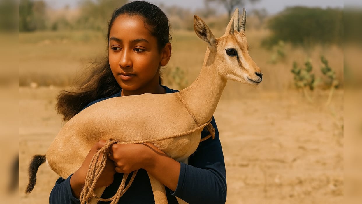 Rajasthan News 11 Year Old Pooja Kanwar Raises Baby Deer Munki Know Details News in Hindi