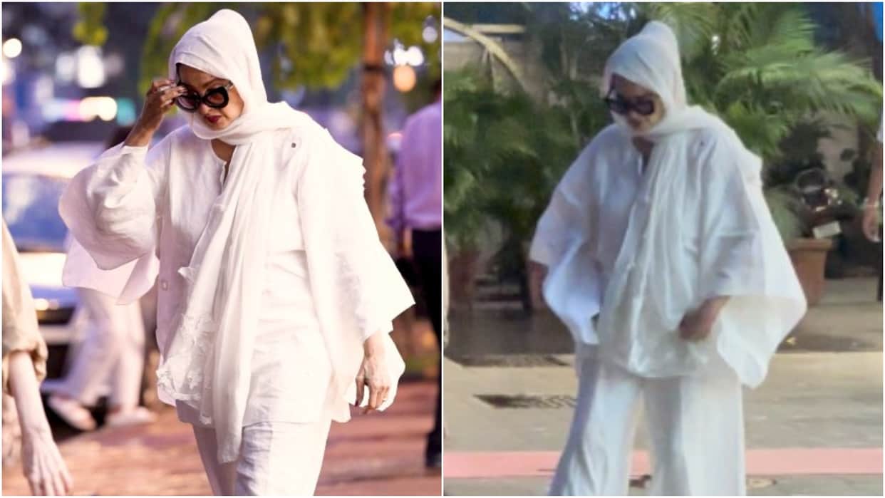 Veteran Actress Rekha Rare Public Appearance In Mumbai She Looks Stunning In All White Outfit
