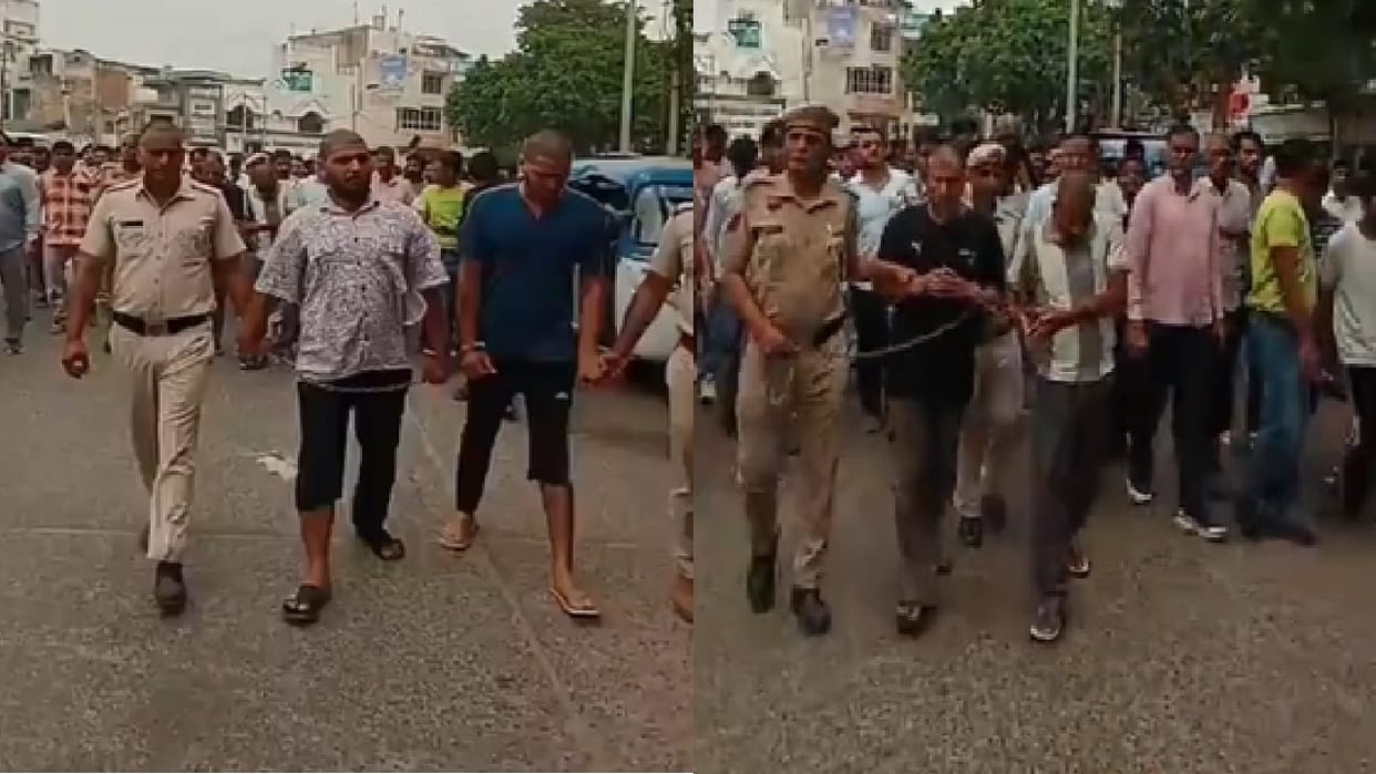 Identification parade of four accused who demanded extortion of Rs 1 crore from a transporter in Rewari