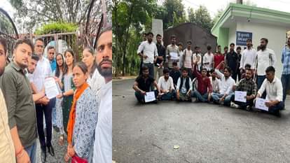 विरोध प्रदर्शन करते छात्र।