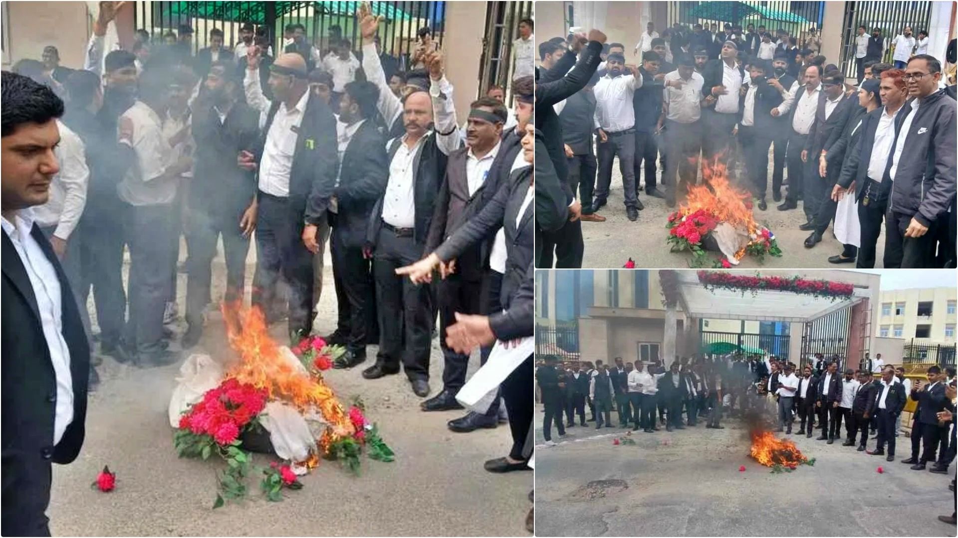 विरोध-प्रदर्शन करते वकील