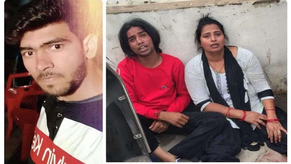 गौरव की फाइल फोटो और विलाप करते परिजन।