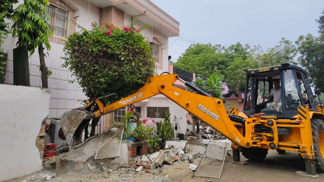 Cantonment Board bulldozing encroachments and demolishing illegal constructions in bareilly