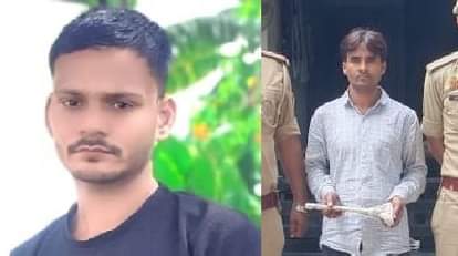 मृतक प्रदीप की फाइल फोटो और पुलिस हिरासत में आरोपी मंयक उर्फ ईशू