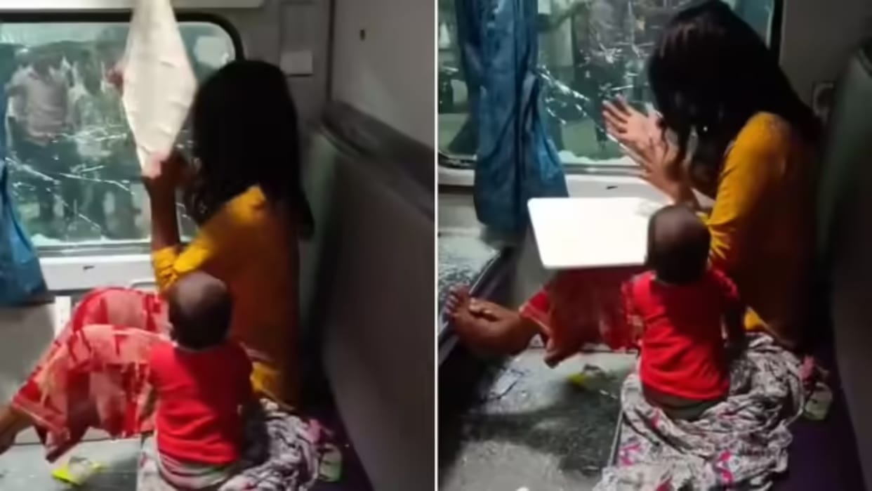 Womans purse stolen she breaks train window railway takes immediate action Video goes Viral on Internet