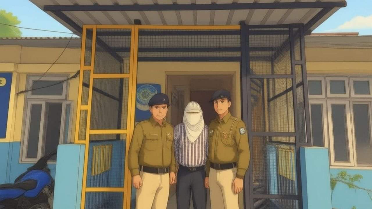 पुलिस की गिरफ्त में आरोपी।