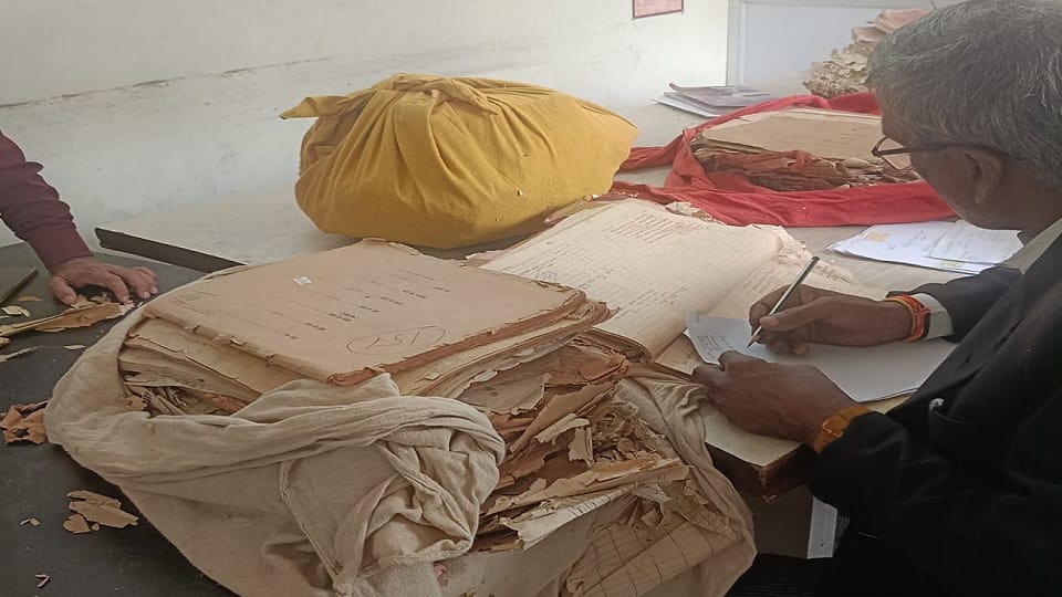Old documents in the record room of the Collectorate