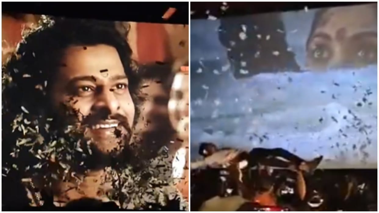 Fans gone crazy during watching prabhas film baahubali the epic in cinemahall