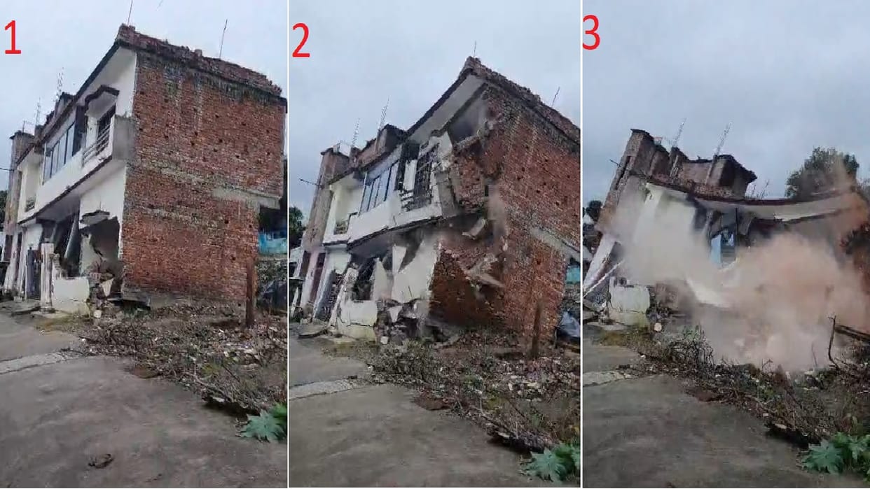 Three damaged houses collapse during drain excavation