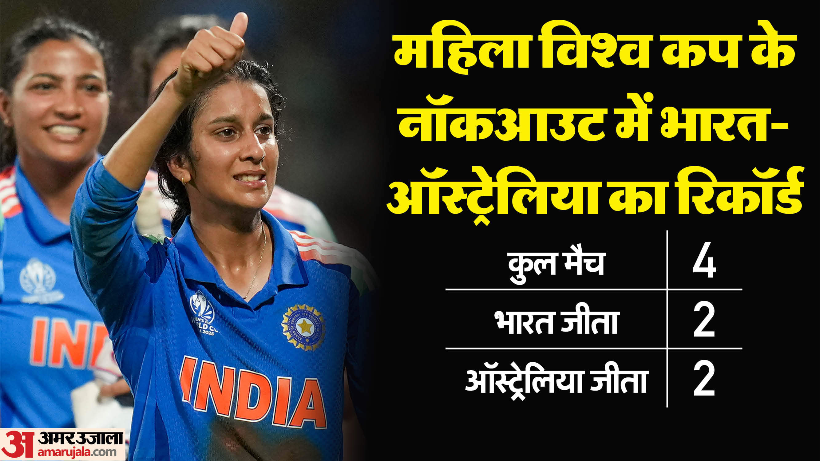 India W vs Australia W Women's World Cup Knock out matches head to head records indian team streak