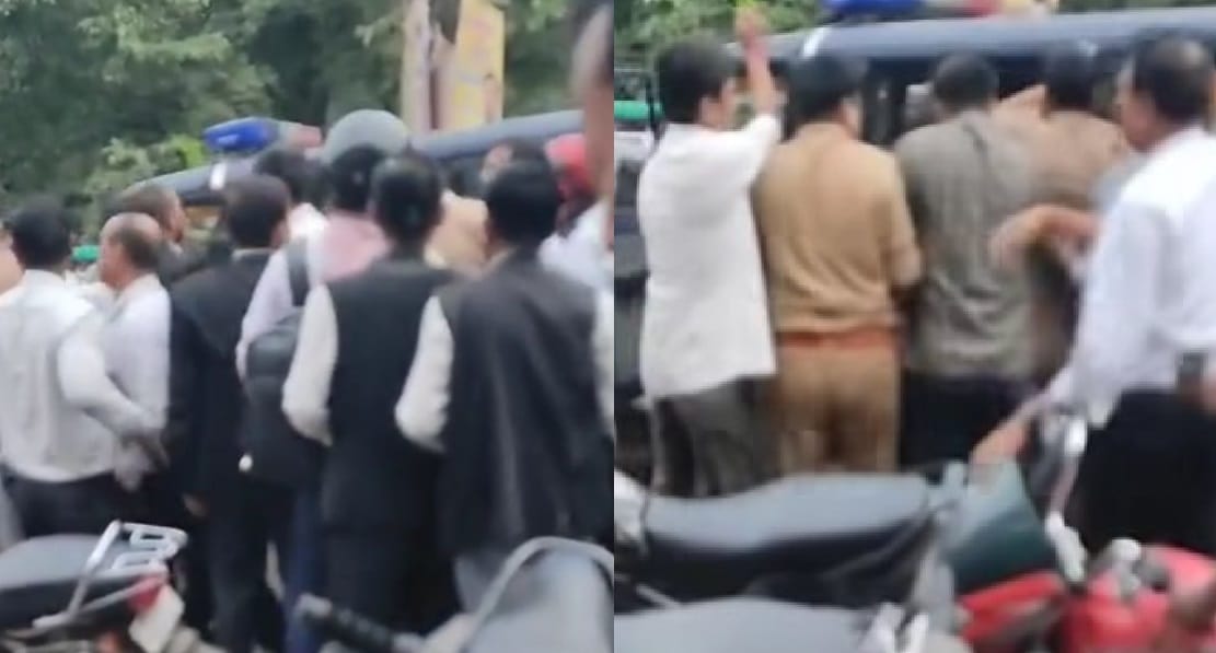Kanpur court uproar Police scuffled with debarred lawyer over his arrest slapped head constable FIR registered