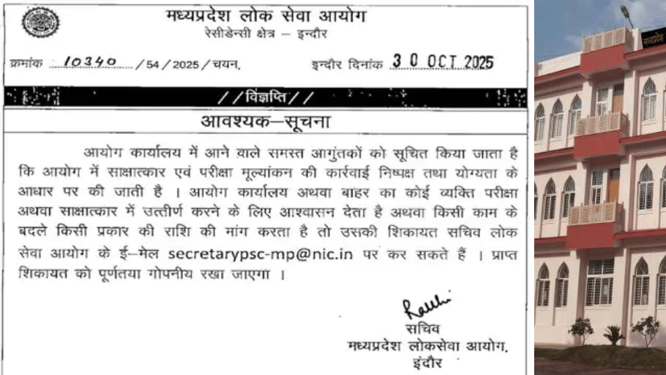 Indore News MPPSC issues fraud alert candidates report helpline email