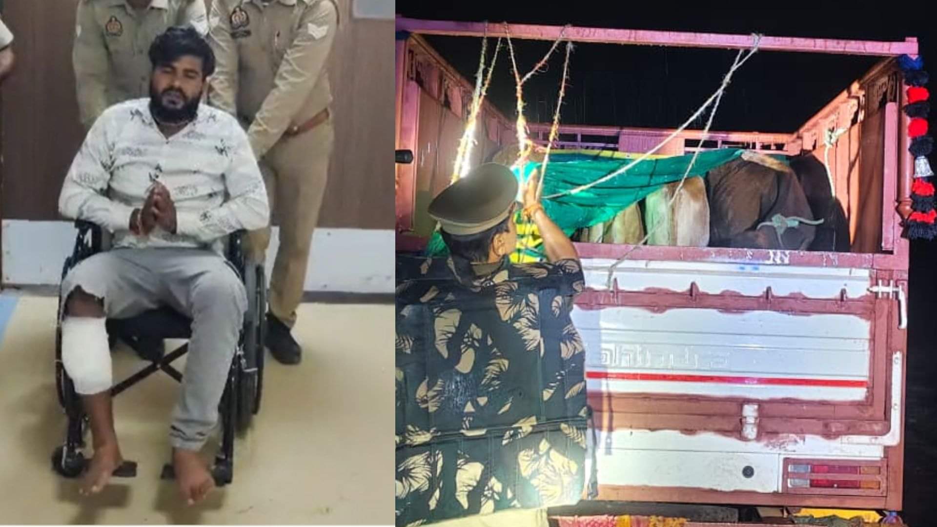 पुलिस के गिरफ्त में आरोपी व मौके से बरामद वाहन