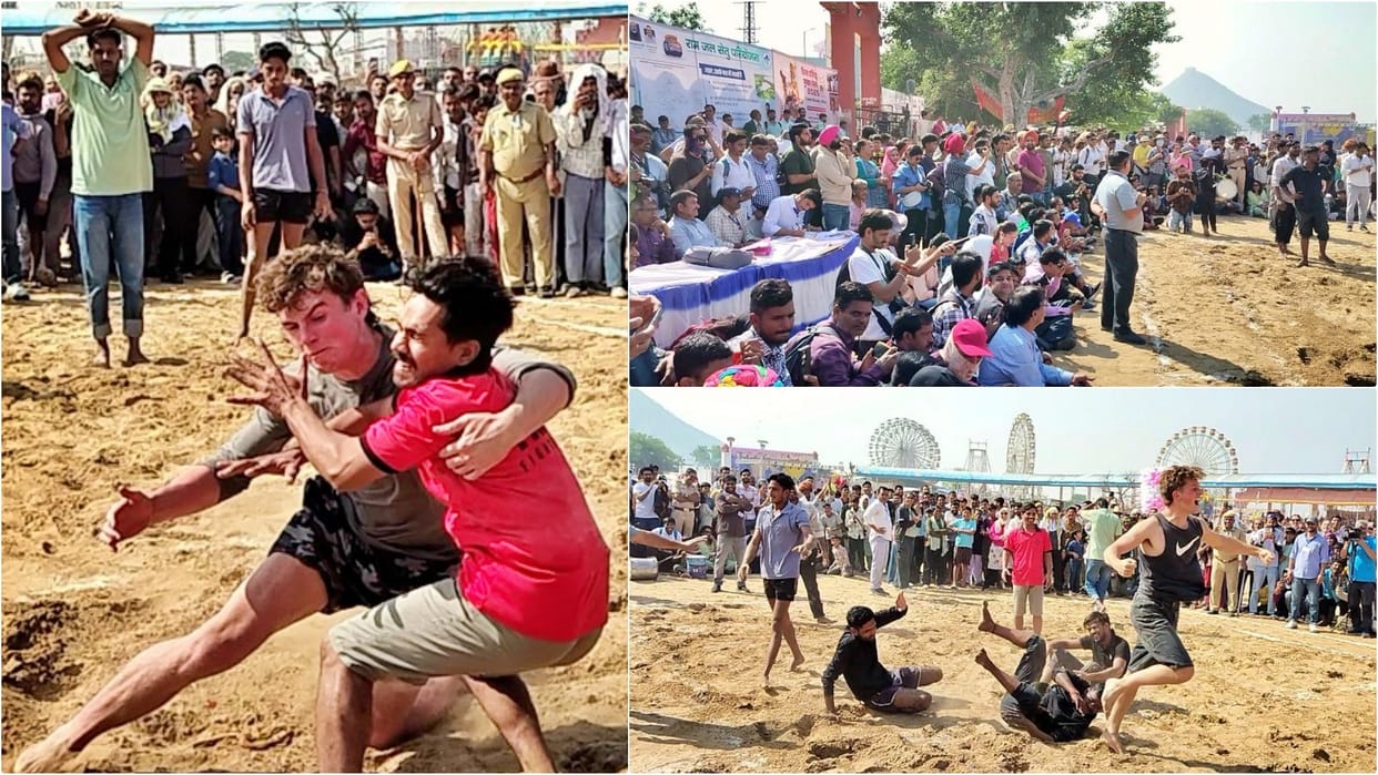 Ajmer: Indian Spirit Shines at Pushkar Fair, Local Team Defeats Foreign Tourists in Exciting Kabaddi Match